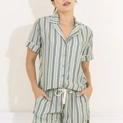 Maaji Spearmint Stripe Slumber Sleep Short Set