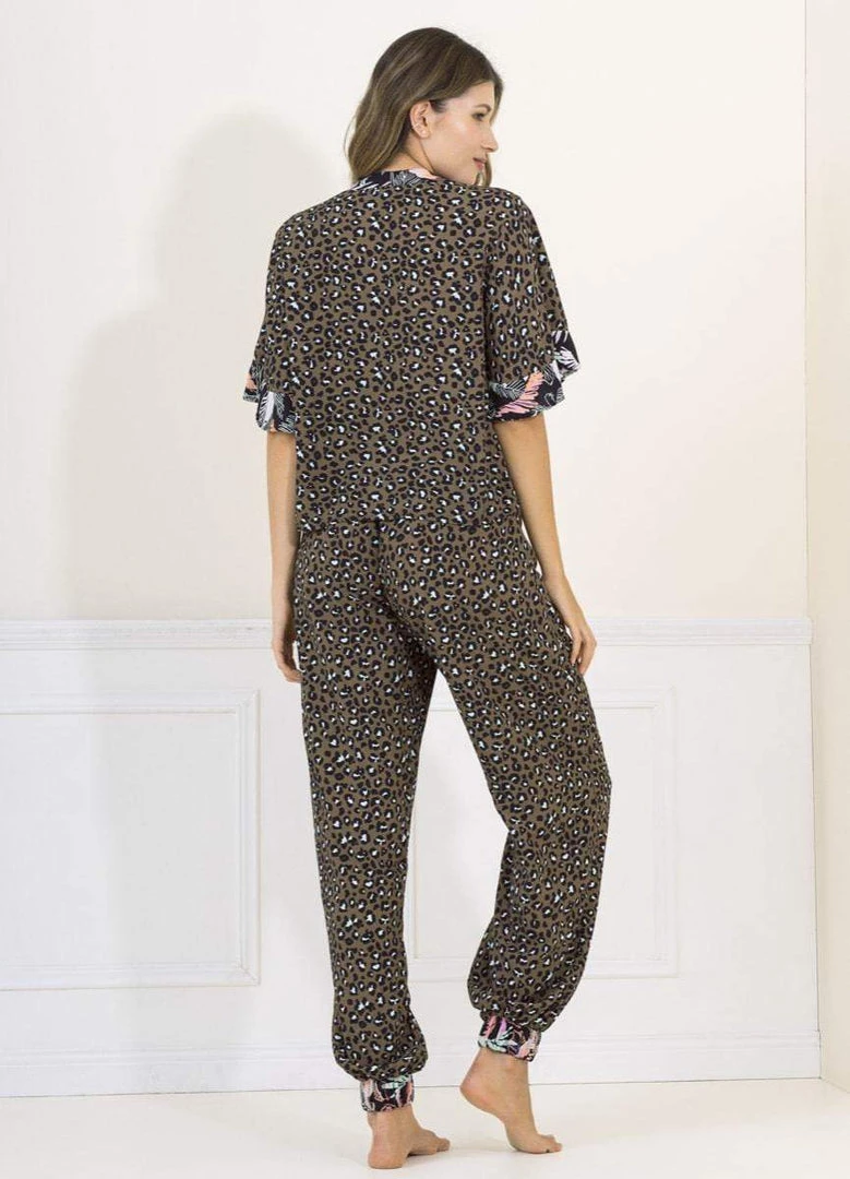 Maaji Green Cheetah Stacy Sleep Pant Set Pajamas