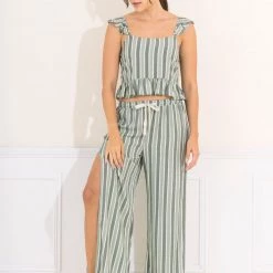 Maaji Spearmint Stripe Harper Sleep Pant Set Pajamas