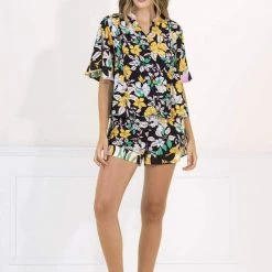 Maaji Black Calendula Sarabeth Sleep Short Set Pajamas