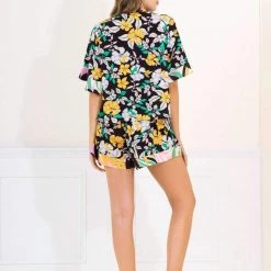 Maaji Black Calendula Sarabeth Sleep Short Set Pajamas