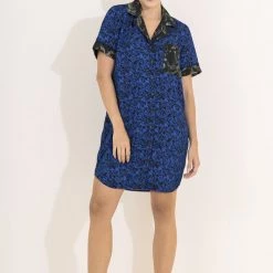 Pajamas Maaji Cobalt Dahlia Nora Sleep Long Shirt