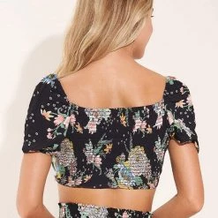 Beach Maaji Black Bouquet Riley Crop Top