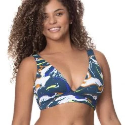 Maaji Marble Blue Allure D Cup Triangle Bikini Top Swim
