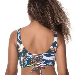 Maaji Marble Blue Allure D Cup Triangle Bikini Top Swim