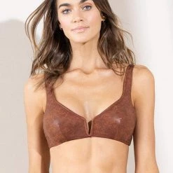 Maaji Golden Leopard Victory V Wire Bralette Bikini Top Swim