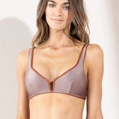 Maaji Golden Leopard Victory V Wire Bralette Bikini Top Swim