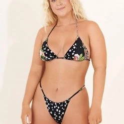 Maaji Black Bouquet Frisky Single Strap Bikini Bottom