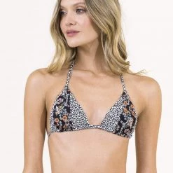 Swim Maaji Black Ditsy Edge Sliding Triangle Bikini Top