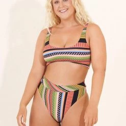 Swim Maaji Roman Stripe Izzy Sporty Bralette Bikini Top