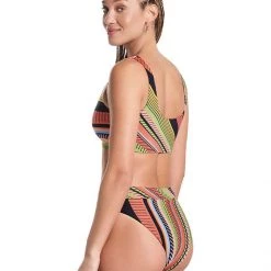 Maaji Roman Stripe Suzy Q High Rise/High Leg Bikini Bottom Swim