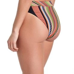 Maaji Roman Stripe Suzy Q High Rise/High Leg Bikini Bottom Swim
