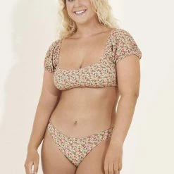 Maaji Cheery Blossom Kauai Puff Sleeve Bikini Top Swim