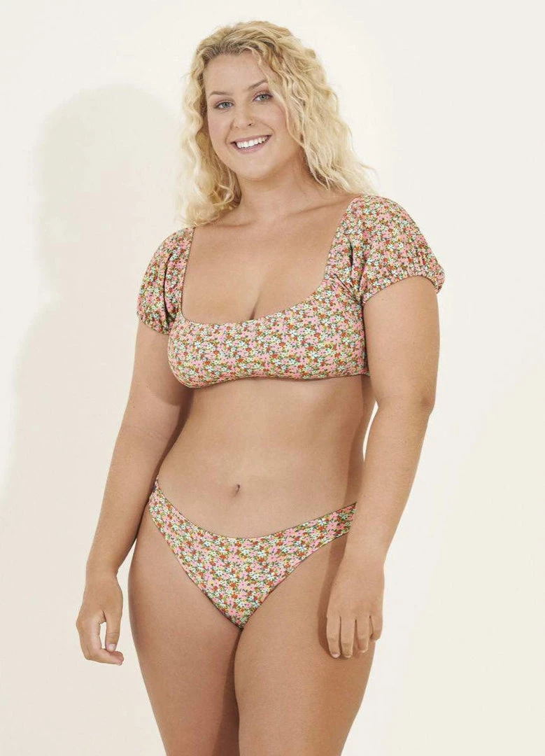 Maaji Cheery Blossom Kauai Puff Sleeve Bikini Top Swim