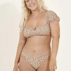 Maaji Cheery Blossom Kauai Puff Sleeve Bikini Top Swim