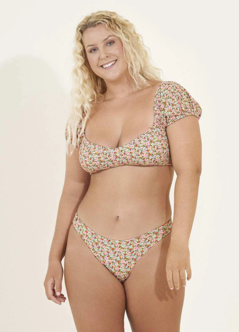 Maaji Cheery Blossom Kauai Puff Sleeve Bikini Top Swim