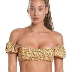Maaji Cheery Blossom Kauai Puff Sleeve Bikini Top Swim