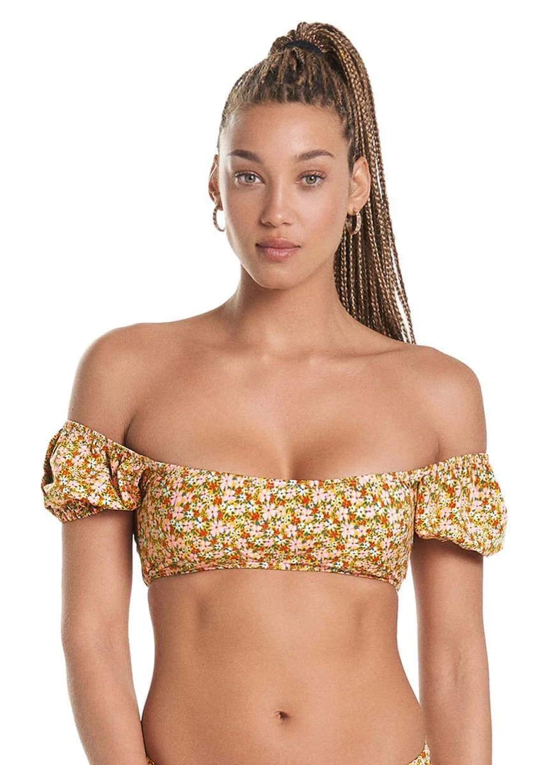 Maaji Cheery Blossom Kauai Puff Sleeve Bikini Top Swim