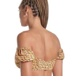 Maaji Cheery Blossom Kauai Puff Sleeve Bikini Top Swim