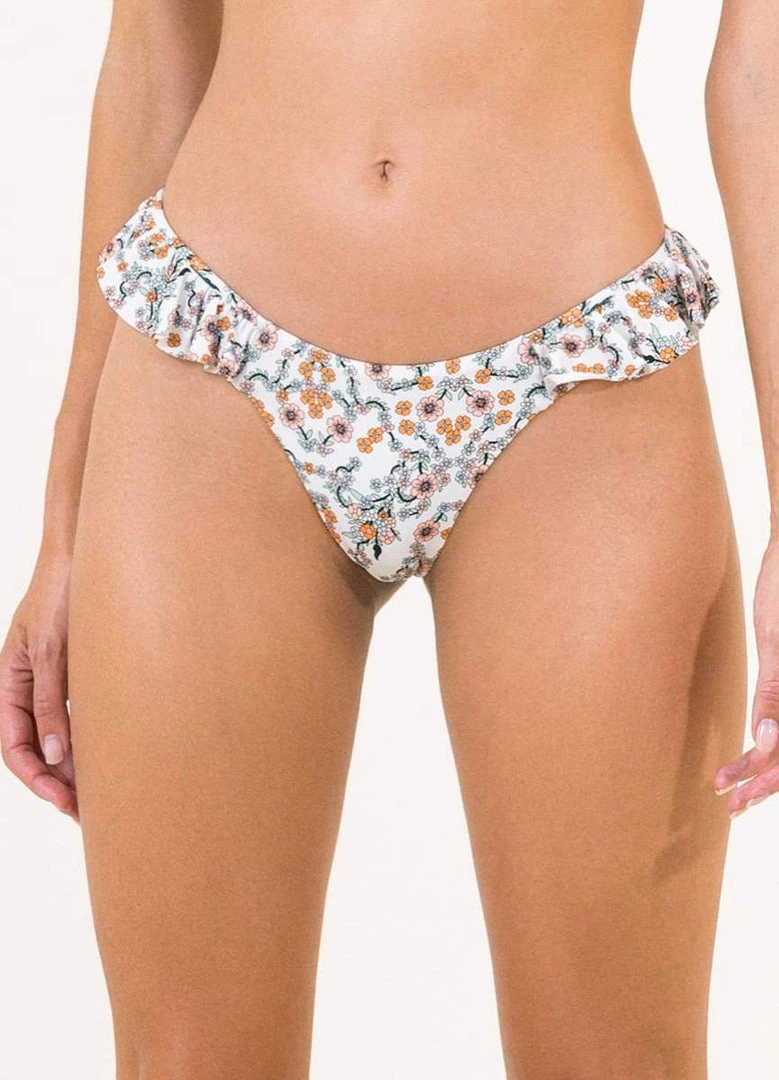 Maaji White Ditsy Kali Ruffle Bikini Bottom Swim