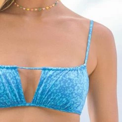 Maaji Blue Pansy Emma Classic Bralette Bikini Top Swim