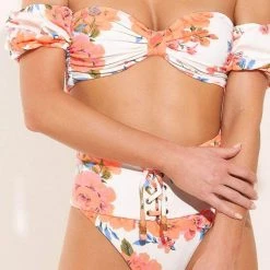 Maaji Free Spirit Ebony Puff Sleeve Bikini Top Swim