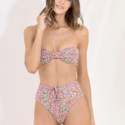 Maaji Petite Pompom Ebony Puff Sleeve Bikini Top