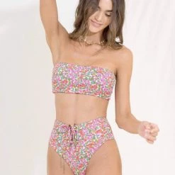 Maaji Petite Pompom Ebony Puff Sleeve Bikini Top