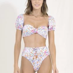 Maaji Backyard Ebony Puff Sleeve Bikini Top Swim