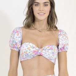 Maaji Backyard Ebony Puff Sleeve Bikini Top Swim