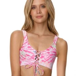 Maaji Rainbows Danzel Lace Up Bralette Bikini Top Swim