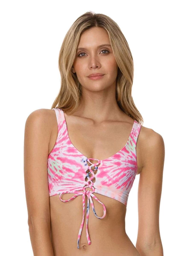 Maaji Rainbows Danzel Lace Up Bralette Bikini Top Swim