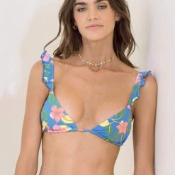 Maaji Star Flower Crush Ruffle Triangle Bikini Top Swim