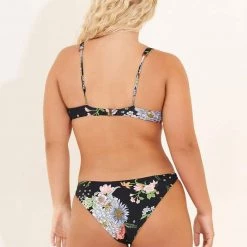 Maaji Black Bouquet Flirt Thin Side Bikini Bottom