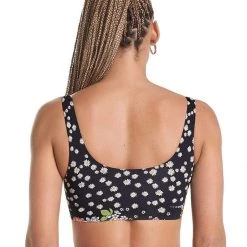 Maaji Black Bouquet Daisy Sporty Bralette Bikini Top