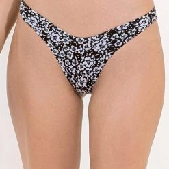Maaji Black Pansy Splendour High Leg Bikini Bottom Swim