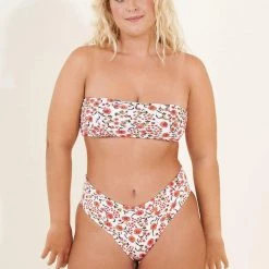 Maaji Wild Flower Daphne Puff Sleeve Bikini Top Swim