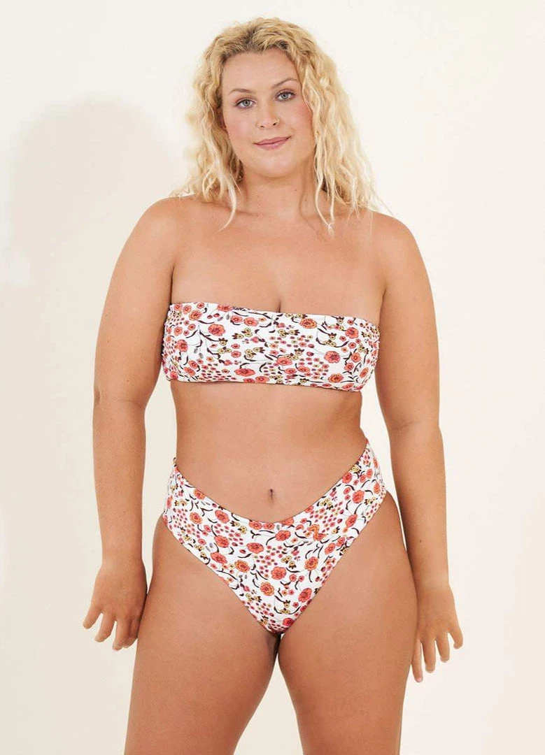 Maaji Wild Flower Daphne Puff Sleeve Bikini Top Swim