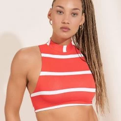 Maaji Sail Stripe Dhalia High Neck Bikini Top Swim