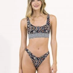 Maaji Black Rose Donna Sporty Bralette Bikini Top Swim