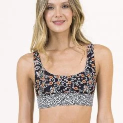 Maaji Black Rose Donna Sporty Bralette Bikini Top Swim