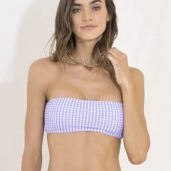 Swim Maaji Gingham Kona Strapless Bandeau Bikini Top