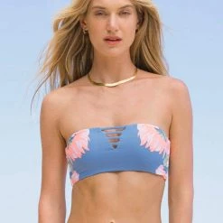 Maaji Maya Blue Lexi Lace Up Bandeau Bikini Top