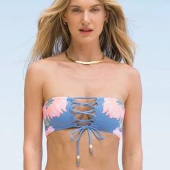 Maaji Maya Blue Lexi Lace Up Bandeau Bikini Top