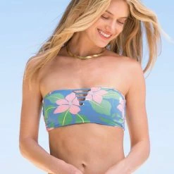 Maaji Maya Blue Lexi Lace Up Bandeau Bikini Top