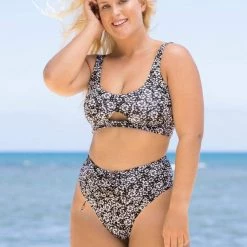 Maaji Black Pansy Briget Sporty Bralette Bikini Top