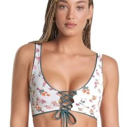 Maaji Eucalyptus Green Allure Long Line Triangle Bikini Top Swim