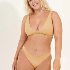 Maaji Sand Pearl Allure Long Line Triangle Bikini Top Swim