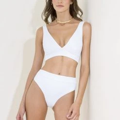 Swim Maaji Simply White Allure Long Line Triangle Bikini Top