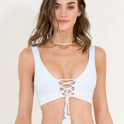 Swim Maaji Simply White Allure Long Line Triangle Bikini Top